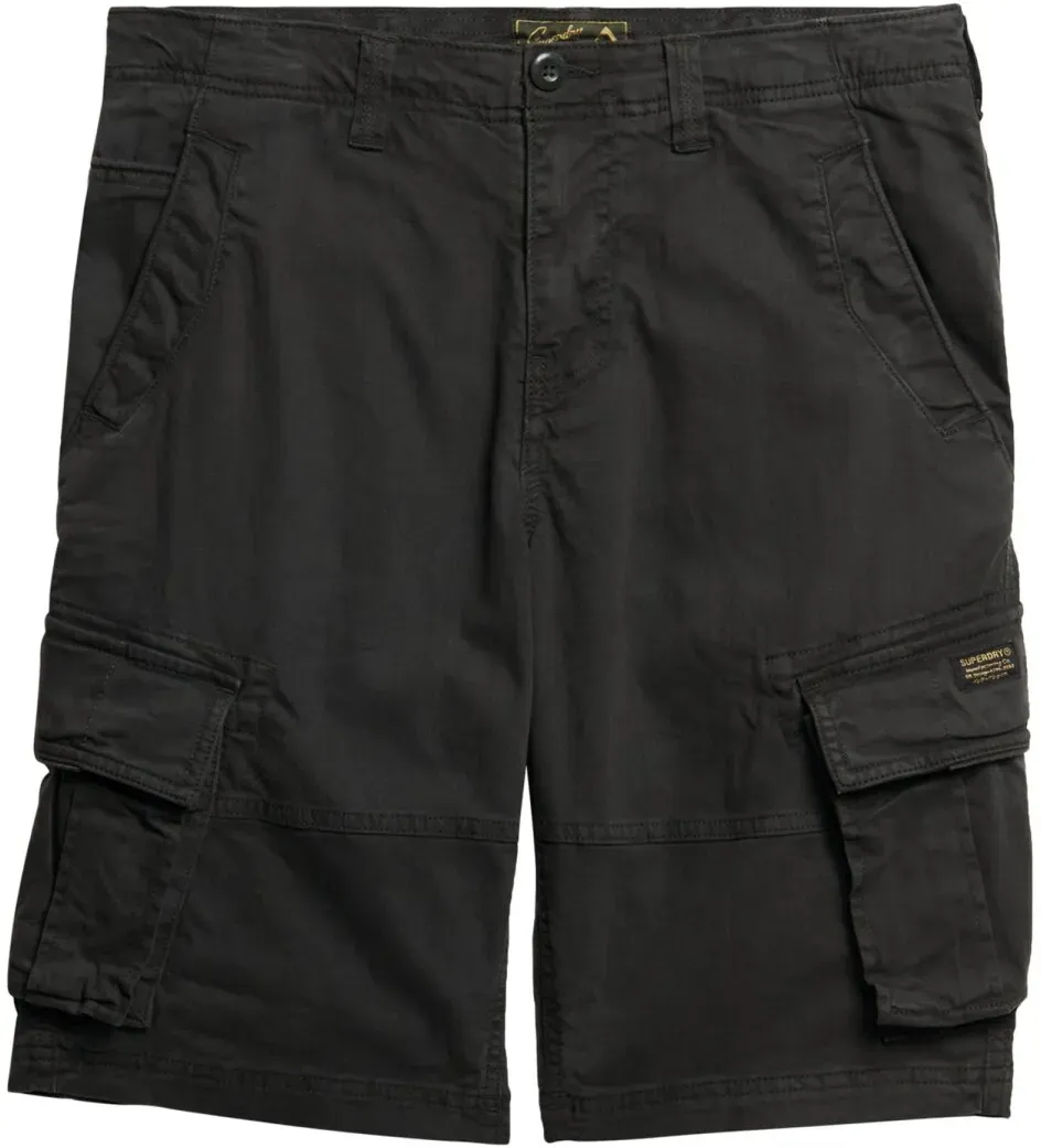 Superdry Herren Cargo Short - Core Cargo Short, Kurze Hose, Hosentaschen, einfarbig, Baumwolle Schwarz 34W