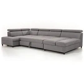 Fun Möbel Wohnlandschaft Schlafsofa Sofa ANTON in Stoff Esito Dunkelblau Ottomane Rechts