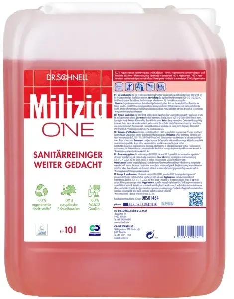 Dr. Schnell Milizid One 10 L Sanitärreiniger MILIZID ONE ist ein 100 % regenerativer Sanitärreiniger