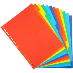 Exacompta 2012E 25x Register aus Recyclingkarton 220g, 12 Positionen, für Format DIN A7 - Farben sortiert