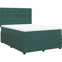 vidaXL Boxspringbett mit Matratze Dunkelgrün 140x200 cm Samt