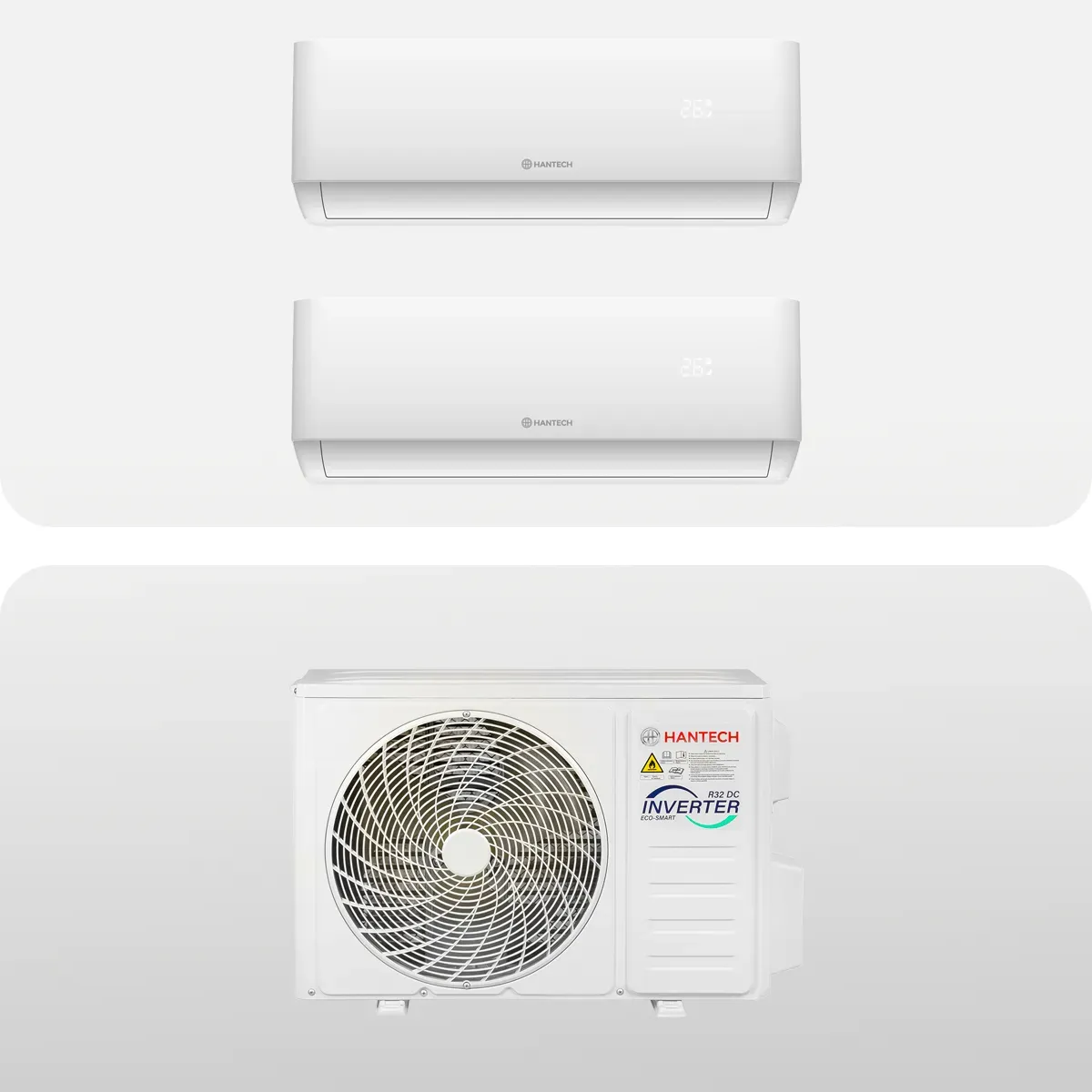 HANTECH Multisplit Klimaanlage Wandgerät 2 x 3,4 kW 12000 BTU Hpro + Wifi