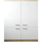 Respekta Hochschrank Merle, Weiß, Eiche, 2 Fächer, links montierbar, rechts montierbar, einzeln stellbar, 120x144.9x60 cm, individuell planbar, Zusatzausstattung erhältlich, stehend, Badezimmer, Badezimmerschränke, Hochschränke