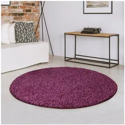 Karat Shaggy-Teppich   Barcelona   Berry 114   Rund