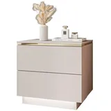 lookway Nachttisch, Kaschmir, Uni, 2 Schubladen, Rechteckig, 50x48x37 cm, Schlafzimmer, Nachttische