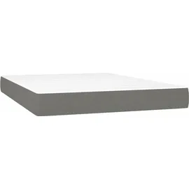 vidaXL Boxspringbett mit Matratze & LED Dunkelgrau 140x200 cm Stoff