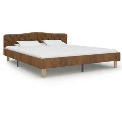 vidaXL Bettgestell Braun Wildleder-Optik 180x200 cm