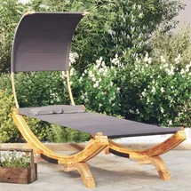 vidaXL Loungebett mit Dach 100x200x126 cm Bugholz Massiv Anthrazit