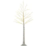 Homcom 150 cm Lichterbaum, Birkenbaum mit 120 Warmweiß 3 Helligkeitsstufen LED,