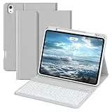 GKABXY Hülle mit Tastatur für iPad A16 11 Generation 2025/10 Generation 2022 (11/10.9 Zoll) 7 Farben Beleuchtete Magnetische Abnehmbare Tastatur hülle mit Stifthalter für iPad 11./10. Gen, Grau