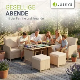 Juskys Manacor Lounge-Set creme/sand inkl. Abdeckung