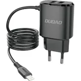DUDAO 2x USB Ladegerät mit Lightning Kabel Schwarz