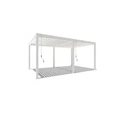 Weide Deluxe | Voll-Alu Pavillon | 3,6 x 5,3 M | Lamellendach weiß | Pergola freistehend