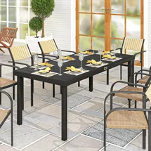 Outsunny Gartentisch 190 x 90 x 74 cm Schwarz