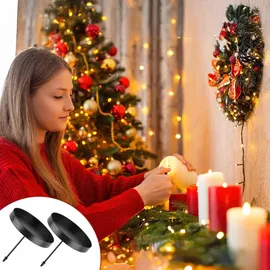 luxuskollektion 6er Set Kerzenhalter Stabkerzen Schwarz Metall Adventskranz