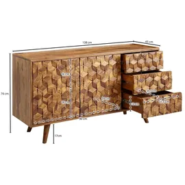 Wohnling Sideboard 138x76x45 cm Sheesham Massivholz Anrichte
