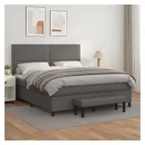 vidaXL Boxspringbett mit Matratze Grau 180x200 cm Kunstleder