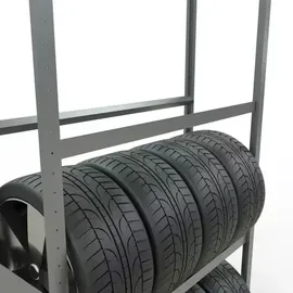 Schulte Reifenregal Stahl verzinkt 275x120x40 cm silber 4 Ebenen