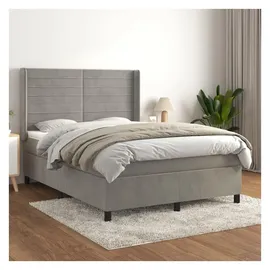 vidaXL Boxspringbett mit Matratze Hellgrau 140x200 cm Samt