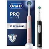 Oral-B Pro Series 1 CrossAction Duo black/pink + 2. Handstück + 2 Aufsteckbürsten