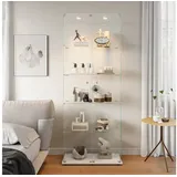 Simurq Glasvitrine Standvitrine mit LED und 2 Glastüren, Vitrinenschrank Glas (4 Ebenen(78,5x35x163 cm), 5 Ebenen(78,5x34,5x186,5 cm), Glasschrank mit 2 Türen,Schloss,Sammlervitrine) LED-Beleuchtung, abschließbare Türen, gehärtetes Glas weiß