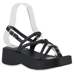 Damen Plateau Sandaletten in Schwarz