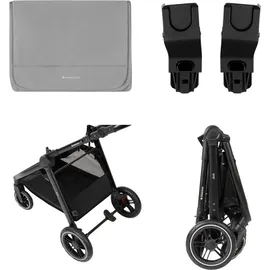 KIKKABOO Kikka boo Kombikinderwagen Ava 3 in 1 Babywanne, Babyschale, Gummiräder, Tasche grau