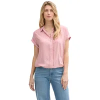 Tom Tailor Relaxed Fit Kurzarmbluse aus reiner Viskose mit V-Ausschnitt, Rot, 38