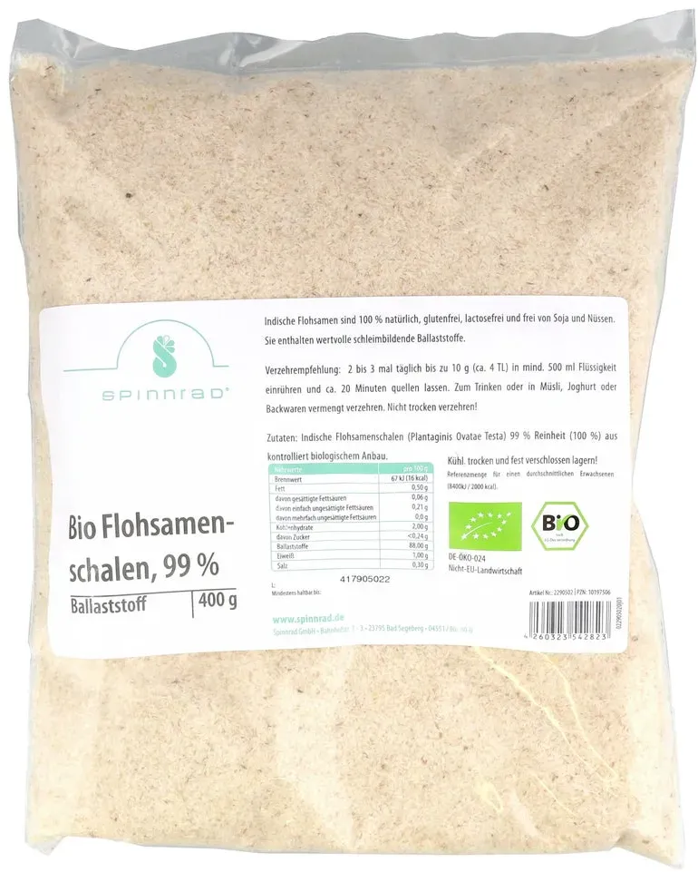 Preisvergleich Produktbild Flohsamenschalen Bio 99% Reinheit 400 g