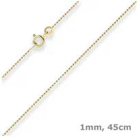 Schmuck Krone Goldkette 1mm Kugelkette aus 333 Gelbgold 45cm, Gold 333 goldfarben