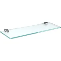 bijon Glasregal Glasablage Wandregal Glas Bad-Regal Glas Badezimmer Regal Badablage Ablageregal - 8mm Hartglas, 50 x 12 cm, Milchglas + Halterung H - Chrom Glanz Optik