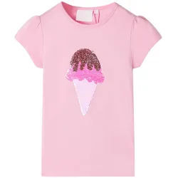 Kinder-T-Shirt Hellrosa 104 – Bequem & verspielt mit Pailletten-Design - 104
