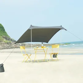 pro.tec Strandzelt, Grau, Textil, Metall, 200x200 cm, Sonnen- & Sichtschutz, Sonnensegel