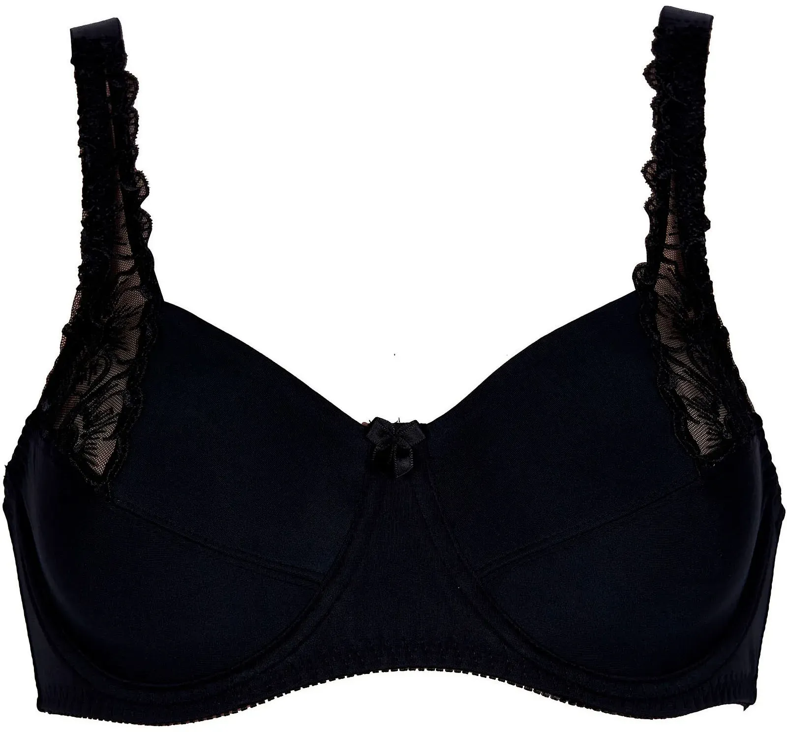 Bügel-BH ELBRINA, Damen, Gr. 80, Cup B, schwarz, Spitze, Obermaterial: 85% Polyamid, 9% Elasthan, 6% Polyester, leicht transparent, unifarben, comfort fit, BHs Bügel-BH, verstellbare Träger, ohne Schale, mit Bügel, mit Spitze, mit Schleife