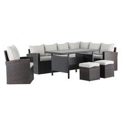 Mandalika Garden MILOS-XL Polyrattan Ecklounge Gartenmöbel Sitzgruppe - braun