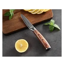 Wakoli EDIB Officemesser I 8cm Klinge aus echtem Damaststahl I Pakkaholzgriff