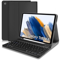 Samsung Galaxy Tab A8 Tastatur Hülle, Deutsche QWERTZ Tastatur Magnetische Kabelloser Bluetooth Abnehmbare Tastatur für Samsung Galaxy Tab A8 10.5 2021 SM-X200 SM-X205, Schwarz