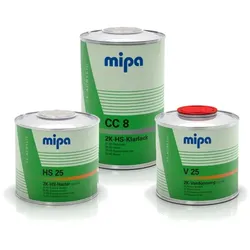 2L Set MIPA CC8 2K HS Klarlack Lufttrocknung inkl. 0,5L Härter HS25 normal + 0,5L Verdünner normal