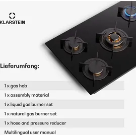 Klarstein Gaskocher 5 Flammig, Einbau-Gaskocher für Innenbereich & Wohnmobil, 10400W Edelstahl-Gaskocher, 5 Flammen Gaskocher, Gasherde mit Snapjet-brenner, Moderner Einbau Gasherd, Lpg Gas Herd