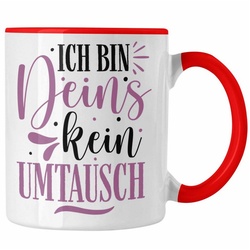 Trendation Tasse Trendation – Tasse für Freund Geschenk mit Sprüchen Valentinstag Kaffeetasse Spruch Ich Bin Deins rot