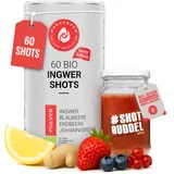 Hansegrün - Bio Ingwer Berry Shots (60 Stk.) - Veganes Superfood-Pulver für das Immungsystem1 & Energiestoffwechsel2 - mit Ingwer, Erdbeeren, Blaubeeren - 100% echte Zutaten zur täglichen Zubereitung