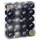 INGE-GLAS Weihnachtskugeln Kunststoff 4cm - 5cm 44er Set Christbaumkugeln (Schwarz Mix)