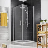 HSK Favorit Nova Eckeinstieg mit Pendeltüren 80 x 75 cm Alu silber matt/ESG klar 127013-01-50