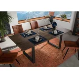 MASSIVMOEBEL24.DE Esstisch Akazie 220x100 grau lackiert / U-Beine anth. matt SWISS EDGE - Grau