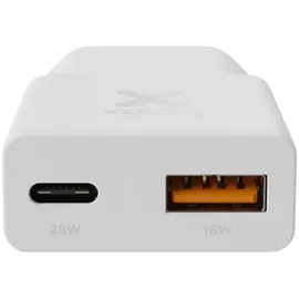 Xtorm Go2 SlimLine Wand-Ladegerät 25W 1x USB-C/ 1x USB-A weiß
