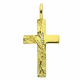 Adelia ́s Kettenanhänger Kreuzanhänger 333 Gold (8K) mit Zirkonia, Goldanhänger Kreuz goldfarben