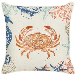 Dekokissen SARGASSUM Leinen 45 x 45 cm Beige Tiermuster