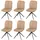 Mendler 6er-Set Esszimmerstuhl HWC-M68, Küchenstuhl Lehnstuhl, drehbar Auto-Position, Metall Stoff/Textil ~ beige