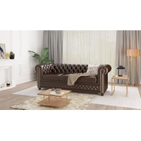 S-Style Möbel 3-Sitzer Jeff Chesterfield Sofa, mit Wellenfederung braun