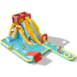 Aufblasbare Hüpfburg Mit Langen Doppelrutschen Kletterwand Und Wasserkanone, Spielpool Wasserspielcenter Rutsche, Wasserpark Planschbecken 622 X 335 X 225 Cm Ohne Gebläse - Costway
